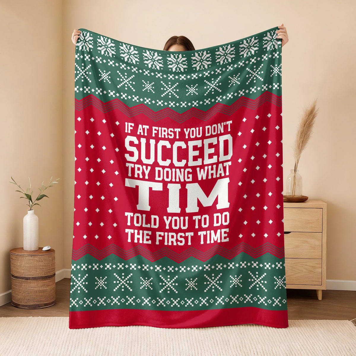 If At First You Don’t Succeed Red Green Christmas Fleece Blanket TIM 13K1 BK28