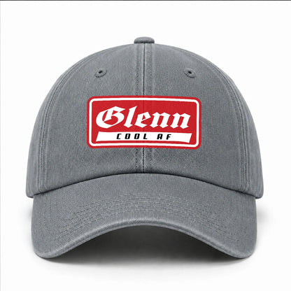 Your Name Cool Af Red Logo Funny Washed Cap GLENN 13K1 C79PF
