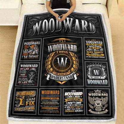 WOODWARD Personalized Blanket | Custom Name Cozy Throw Gift 13K5-BK2