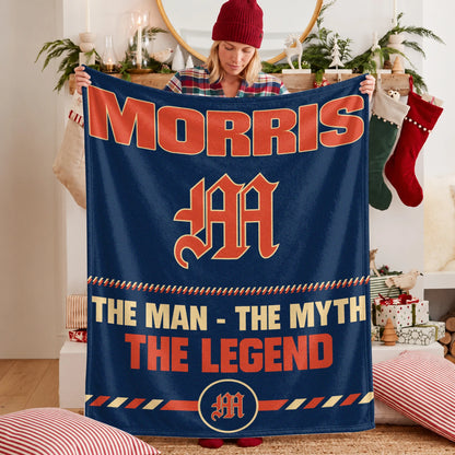 The Man The Myth The Legend Retro Fleece Blanket MORRIS 13K1 BK53