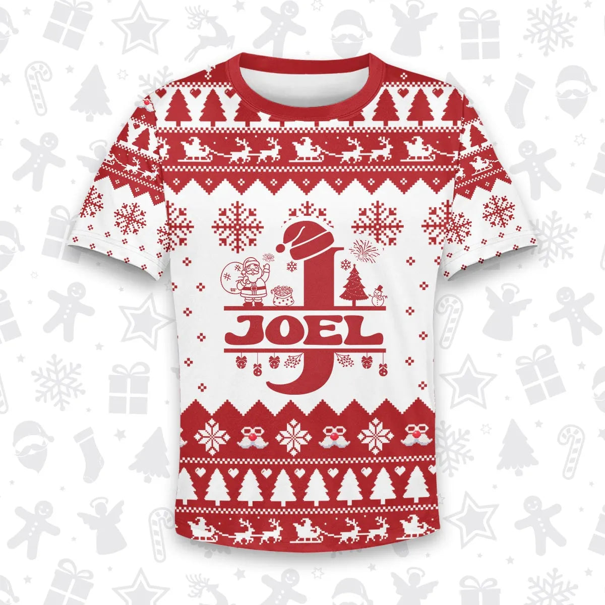 JOEL Personalized Christmas T-Shirt Pajama Set - Holiday Gift Outfit 13K1-CR2