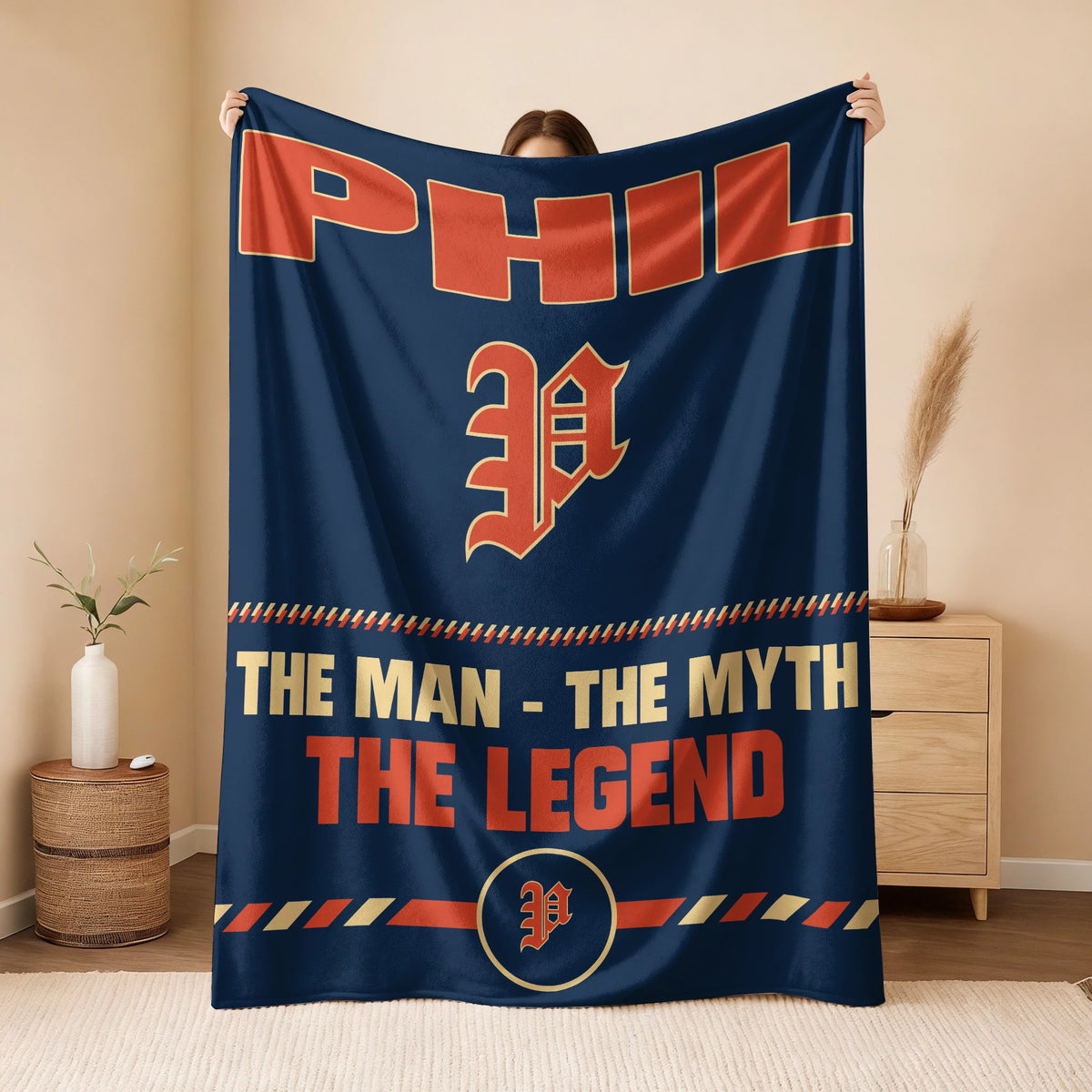 The Man The Myth The Legend Retro Fleece Blanket PHIL 13K1 BK53