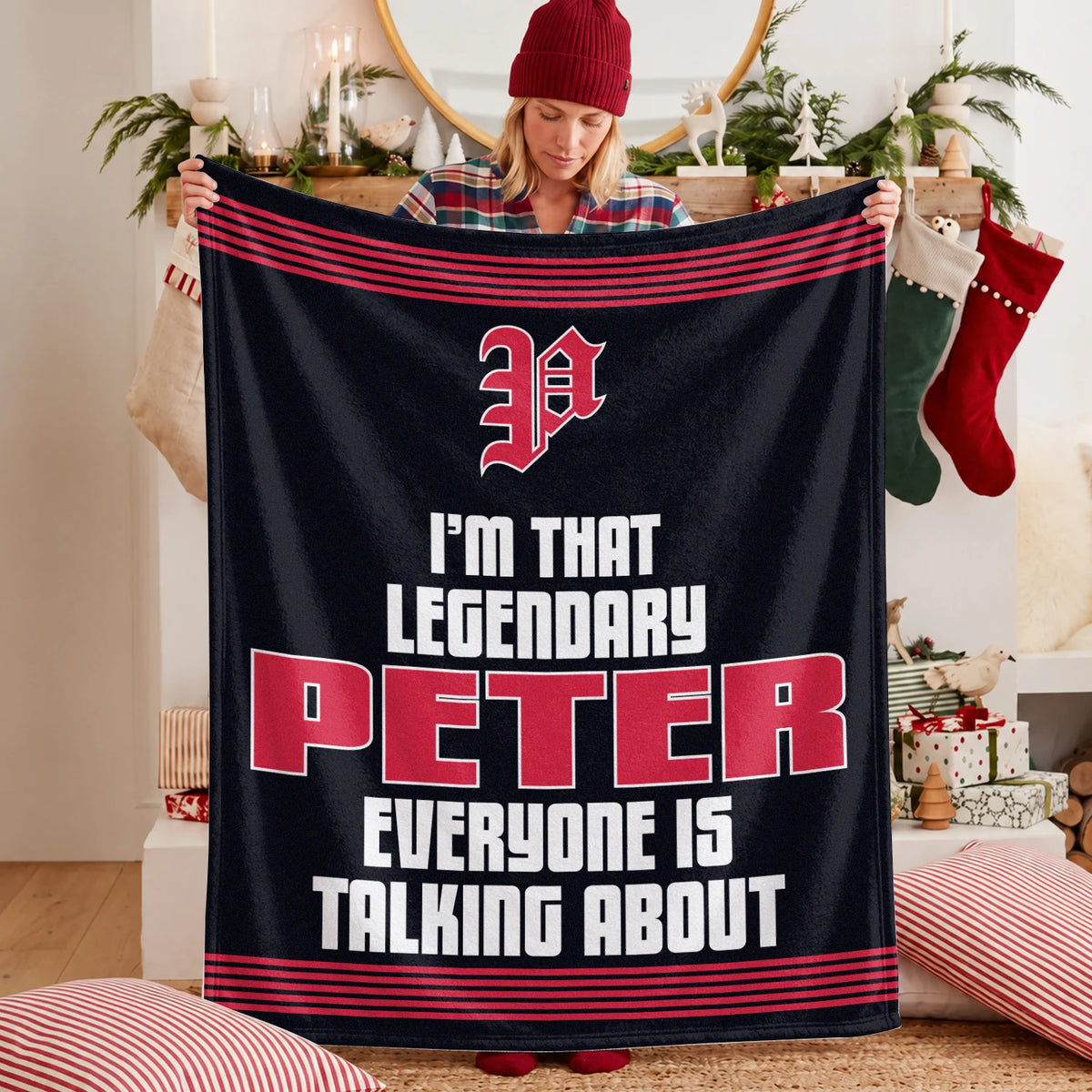 I'm That Legendary Name Dark Red Fleece Blanket PETER 13K1 BK48