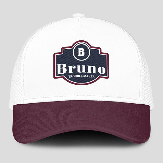 Trouble Maker Burgundy And White Funny Mesh Cap BRUNO 13K1 C201PF