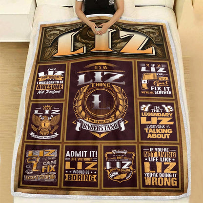 LIZ Personalized Blanket | Custom Name Cozy Throw Gift 13K1-BK4
