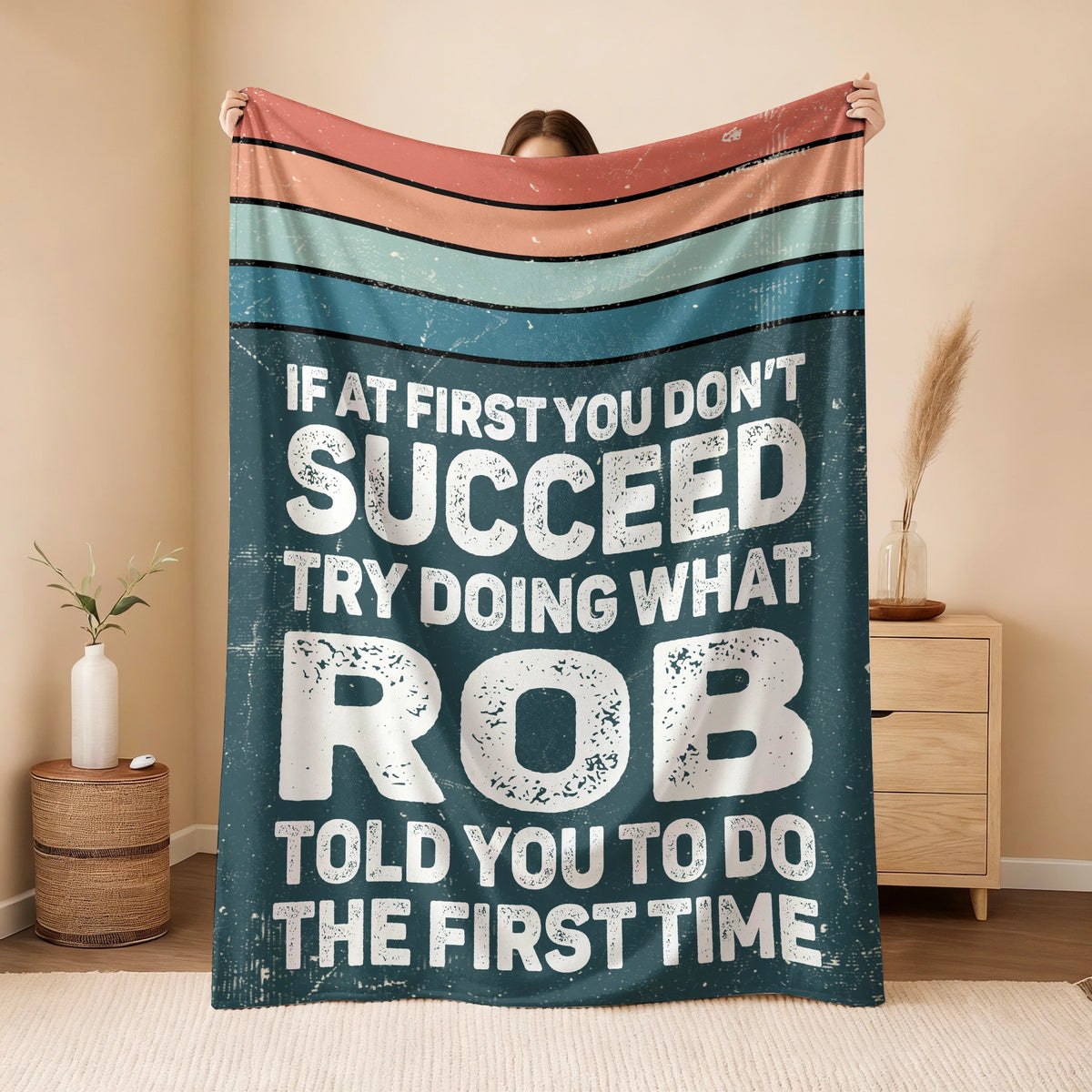 If At First You Don’t Succeed Retro Green Fleece Blanket ROB 13K1 BK29