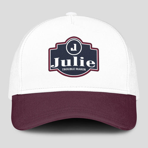 Trouble Maker Burgundy And White Funny Mesh Cap JULIE 13K1 C201PF