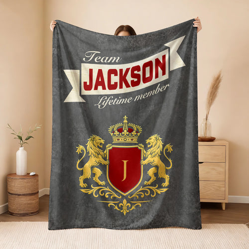 Team Your Name Lifetime Member Charcoal Blanket JACKSON 13K1 BK20