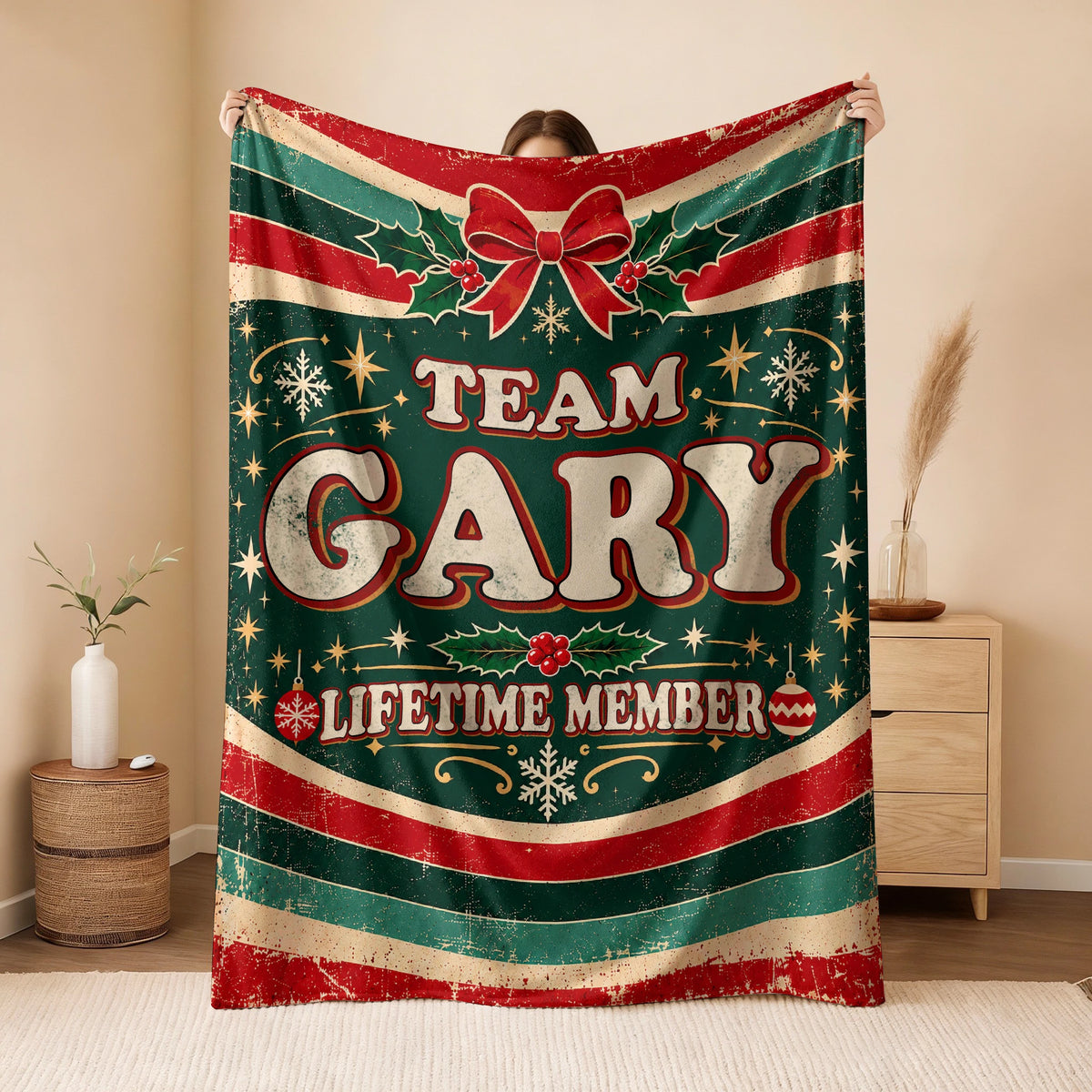 Team Your Name Lifetime Member Christmas Fleece Blanket GARY 13K1 BK52