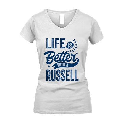 RUSSELL 13K1-116 Personalized Name Quote T-Shirt Life Is Better With Unisex Gift