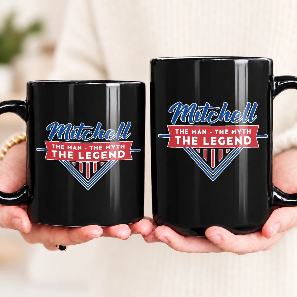 The Man The Myth The Legend Red And Blue Logo Mug MITCHELL 13K1 MG34