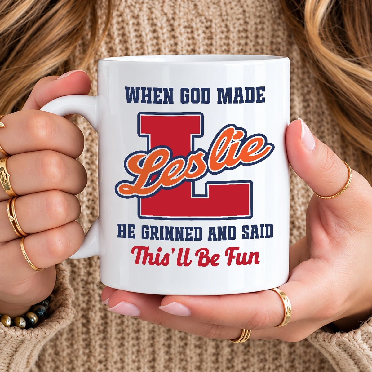 When God Made Your Name Personalized Baseball Mug LESLIE 13K1 MG07