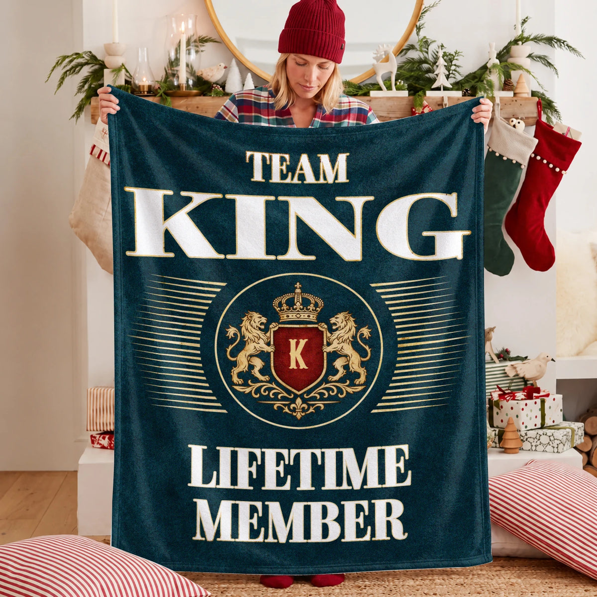 Team Your Name Lifetime Member Sage Green Fleece Blanket KING 13K1 BK42