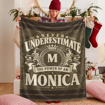 Never Underestimate The Power Of A Name Olive Green Army Fleece Blanket MONICA 13K1 BK46