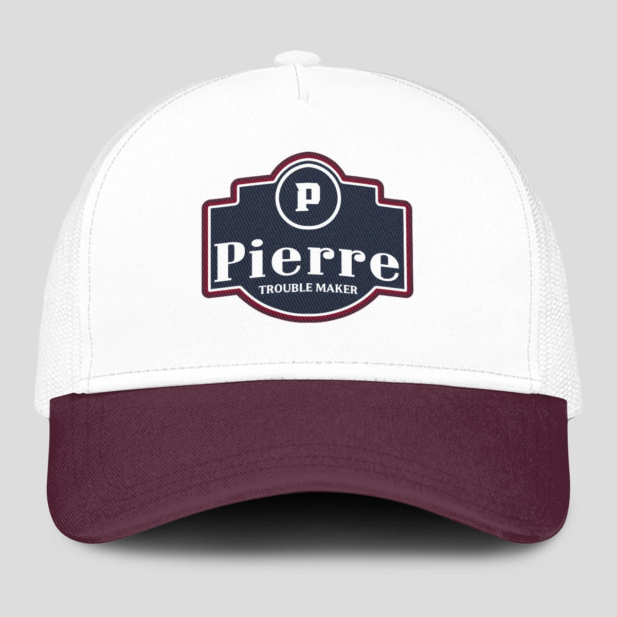 Trouble Maker Burgundy And White Funny Mesh Cap PIERRE 13K1 C201PF
