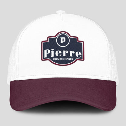 Trouble Maker Burgundy And White Funny Mesh Cap PIERRE 13K1 C201PF