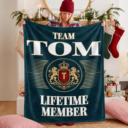 Team Your Name Lifetime Member Sage Green Fleece Blanket TOM 13K1 BK42