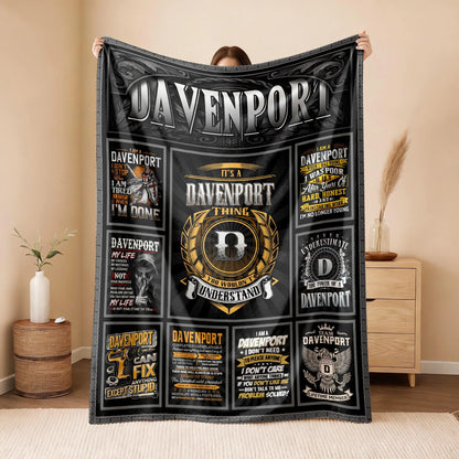 DAVENPORT Personalized Blanket | Custom Name Cozy Throw Gift 13K4-BK2