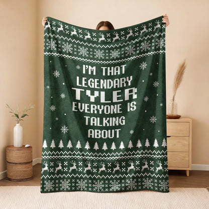 Legendary Your Name Funny Green Christmas Fleece Blanket TYLER 13K1 BK43