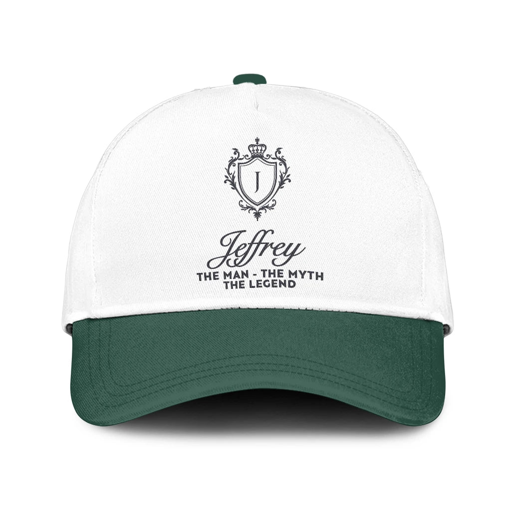 The Man The Myth The Legend Beautiful Green And White Cap JEFFREY 13K1 C171PF