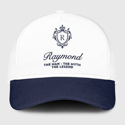The Man The Myth The Legend Blue And White Baseball Mesh Cap RAYMOND 13K1 C186PF