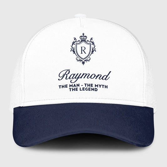 The Man The Myth The Legend Blue And White Baseball Mesh Cap RAYMOND 13K1 C186PF