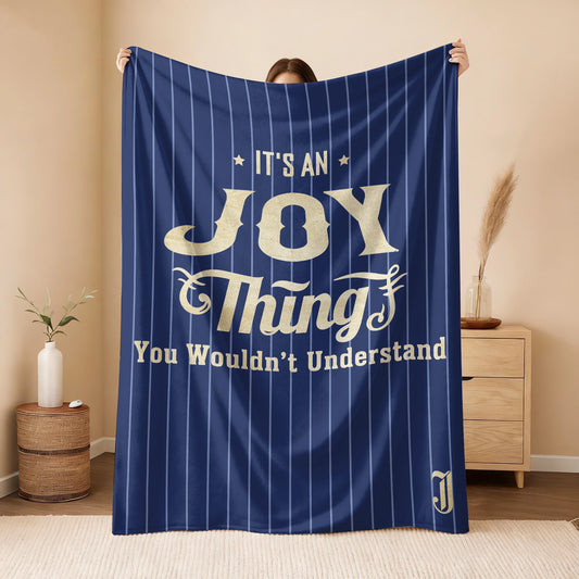 Your Name Thing Striped Blue Fleece Blanket JOY 13K1 BK23