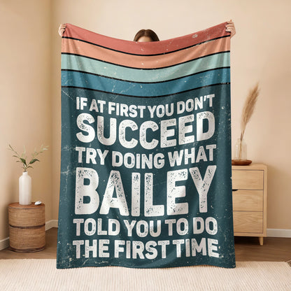 If At First You Don’t Succeed Retro Green Fleece Blanket BAILEY 13K1 BK29