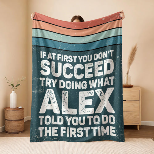 If At First You Don’t Succeed Retro Green Fleece Blanket ALEX 13K1 BK29
