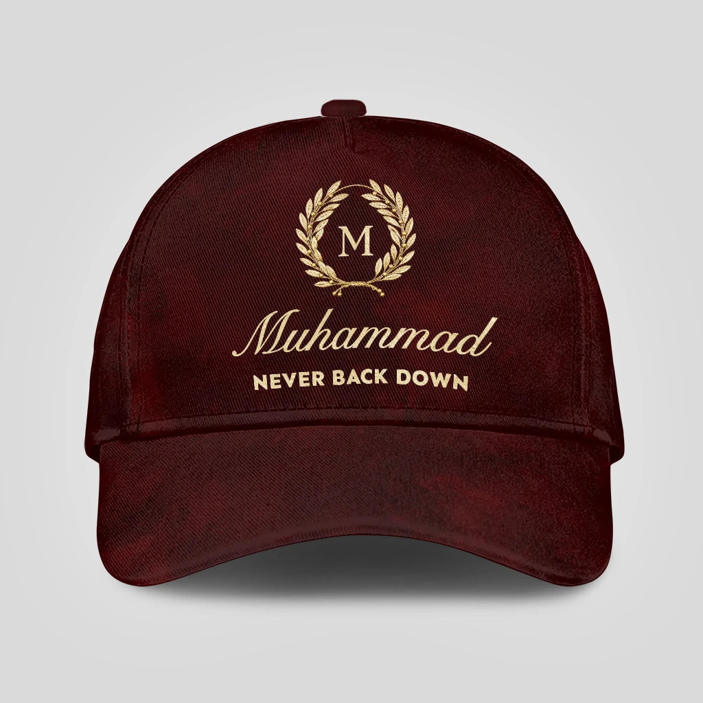 Never Back Down Golden Olive Burgundy Cap MUHAMMAD 13K1 C177PF