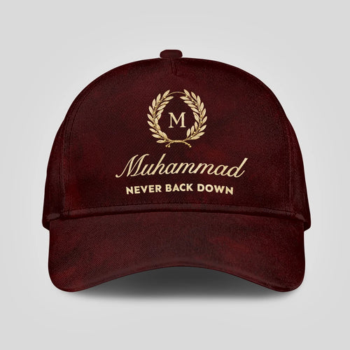 Never Back Down Golden Olive Burgundy Cap MUHAMMAD 13K1 C177PF