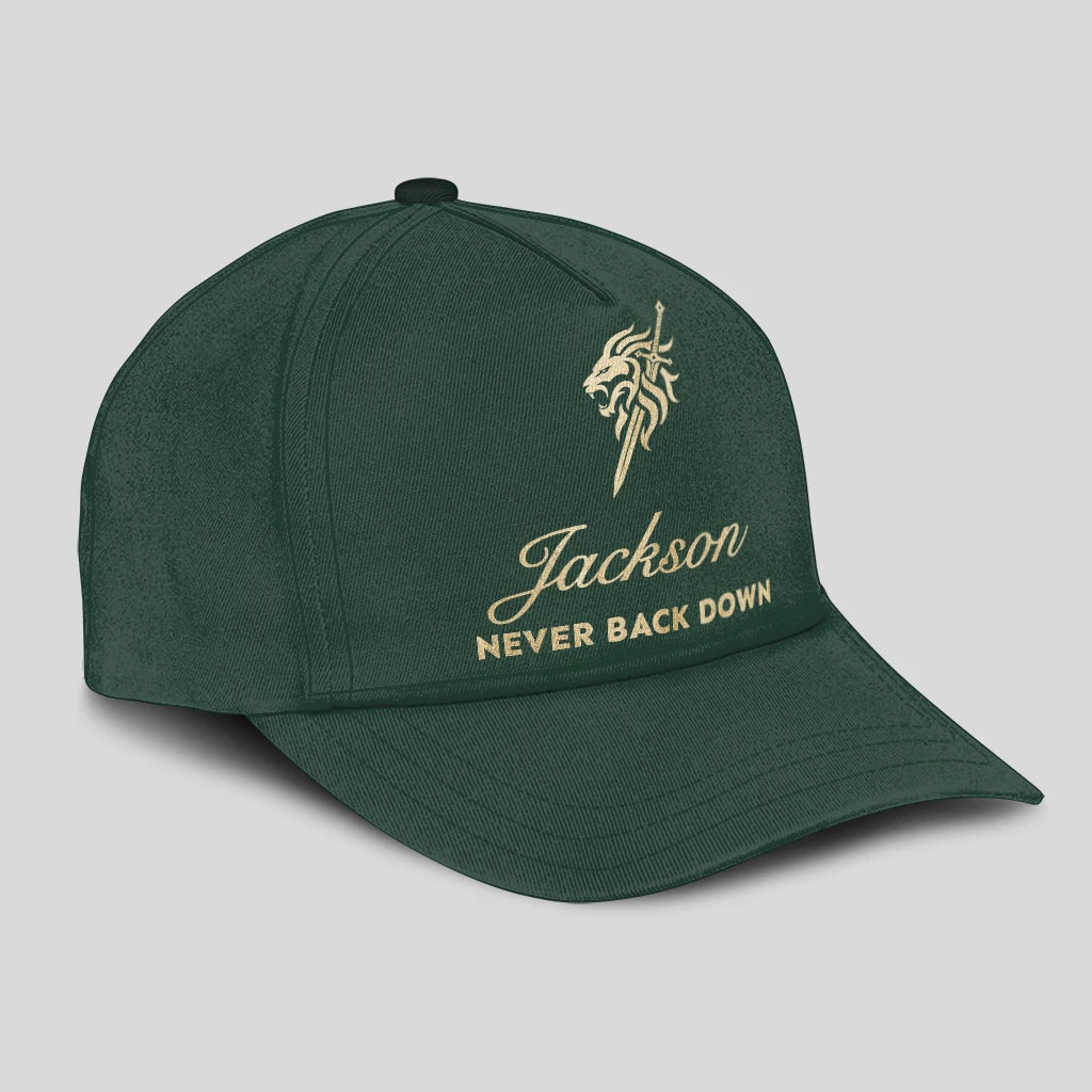 Never Back Down Lion And Sword Sage Green Cap JACKSON 13K1 C178PF