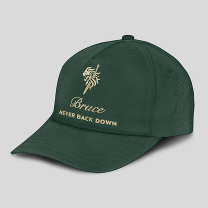 Never Back Down Lion And Sword Sage Green Cap BRUCE 13K1 C178PF