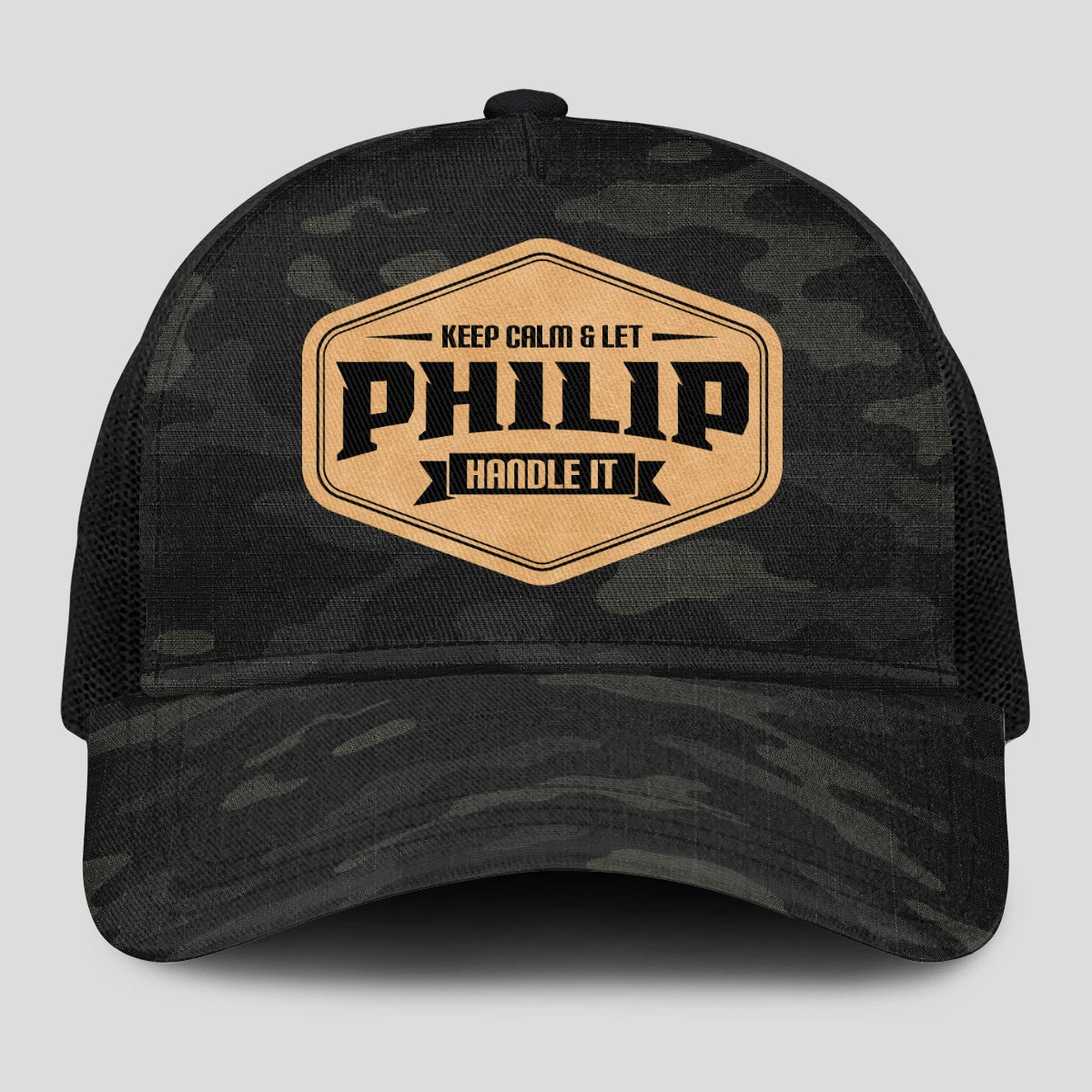 Keep Calm & Let Your Name Handle It Dark Camo Mesh Cap PHILIP 13K1 C195PF