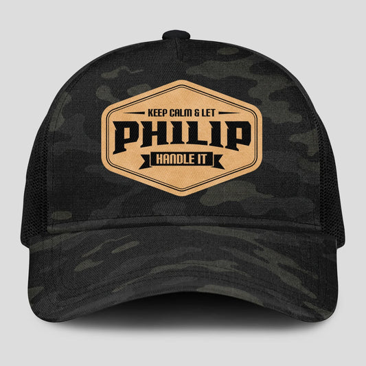 Keep Calm & Let Your Name Handle It Dark Camo Mesh Cap PHILIP 13K1 C195PF