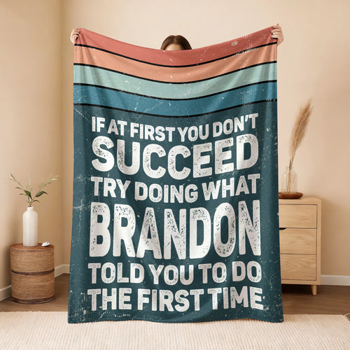 If At First You Don’t Succeed Retro Green Fleece Blanket BRANDON 13K1 BK29