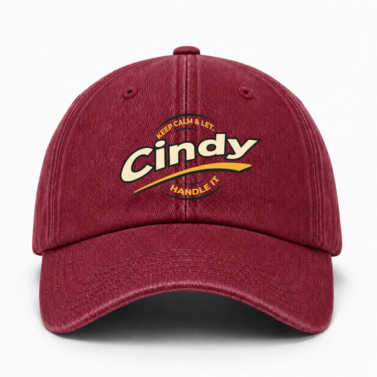 Keep Calm & Let Your Name Handle It Burgundy Washed Cap CINDY 13K1 C105PF