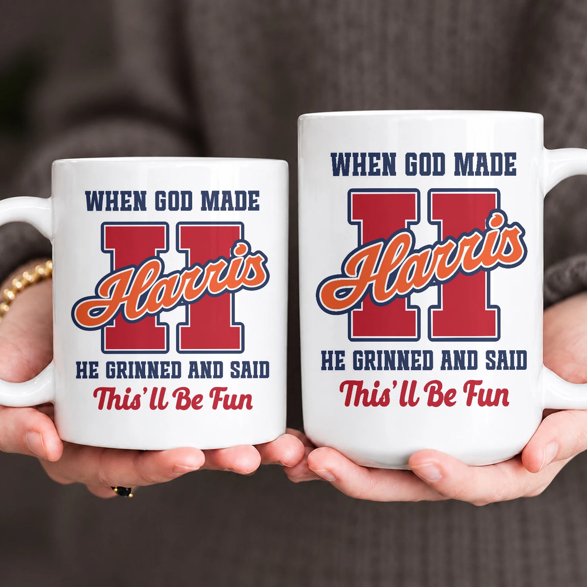 When God Made Your Name Personalized Baseball Mug HARRIS 13K1 MG07