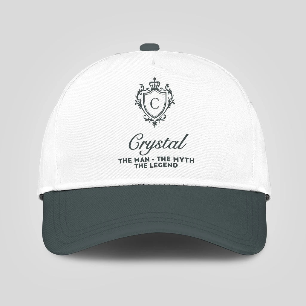 The Man The Myth The Legend Elegant Gray And White Cap CRYSTAL 13K1 C170PF