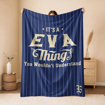 Your Name Thing Striped Blue Fleece Blanket EVA 13K1 BK23
