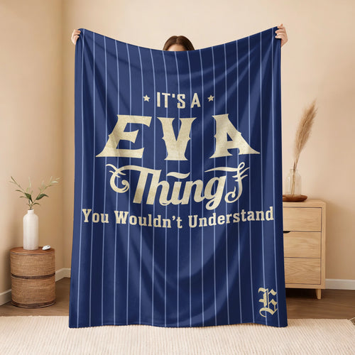 Your Name Thing Striped Blue Fleece Blanket EVA 13K1 BK23