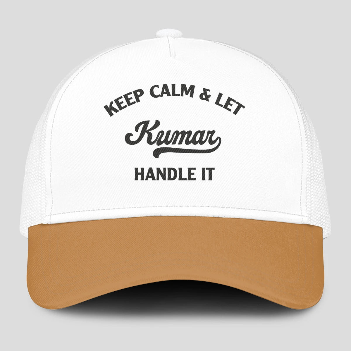 Keep Calm & Let Your Name Handle It Yellow And White Mesh Cap KUMAR 13K1 C205PF