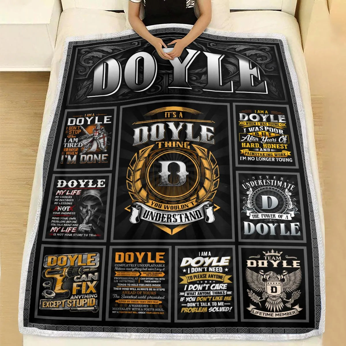 DOYLE Personalized Blanket | Custom Name Cozy Throw Gift 13K3-BK2