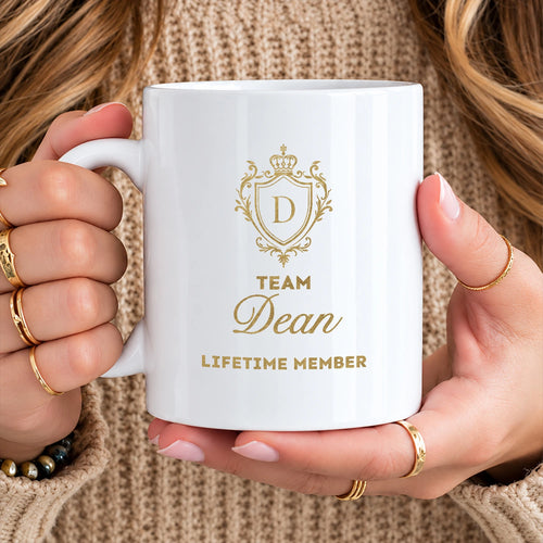 Team Your Name Lifetime Member Golden Crest Mug DEAN 13K1 MG31