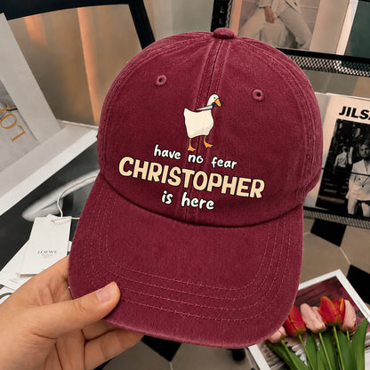 Have No Fear Your Name Is Here Funny Goose Burgundy Washed Cap CHRISTOPHER 13K1 C127PF