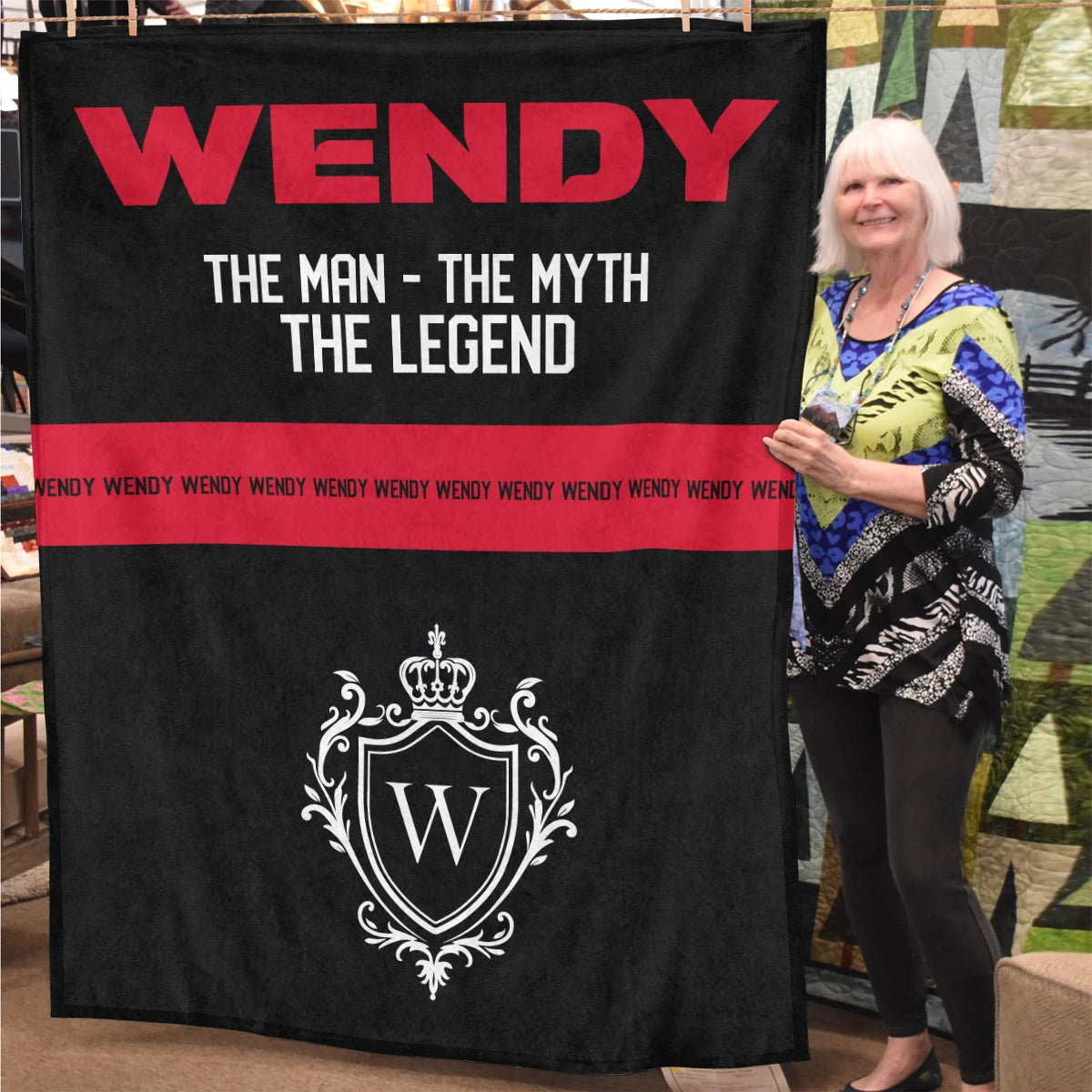 The Man The Myth The Legend Black Red Fleece Blanket WENDY 13K1 BK14