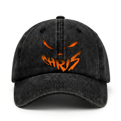 Stay Hungry Pumpkin Chasing Ghosts Funny Washed Cap CHRIS 13K1 C101PF