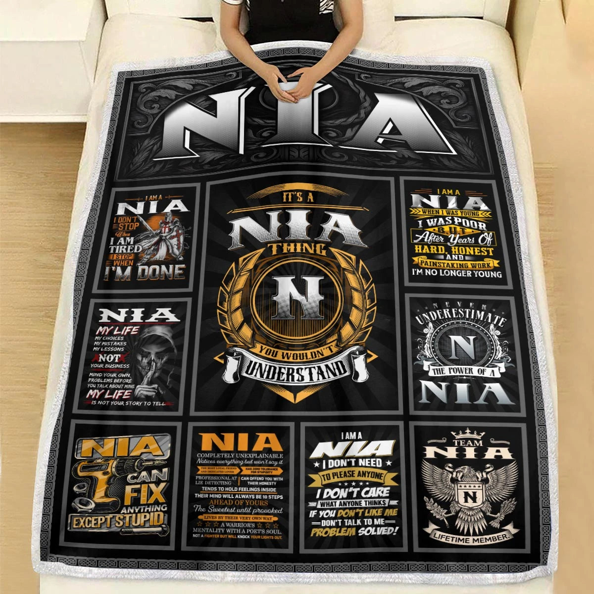 NIA Personalized Blanket | Custom Name Cozy Throw Gift 13K4-BK2