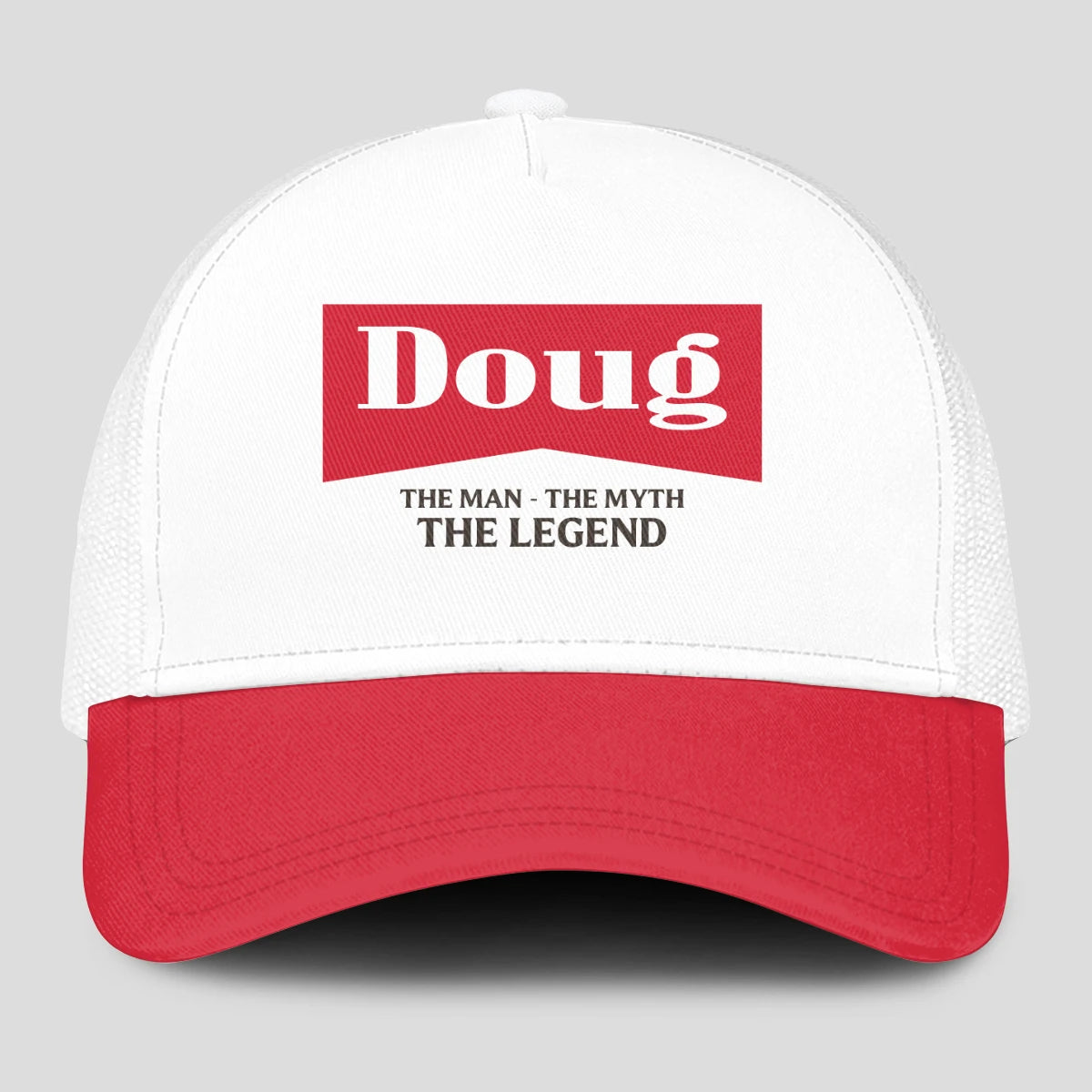 The Man The Myth The Legend Red And White Mesh Cap DOUG 13K1 C197PF