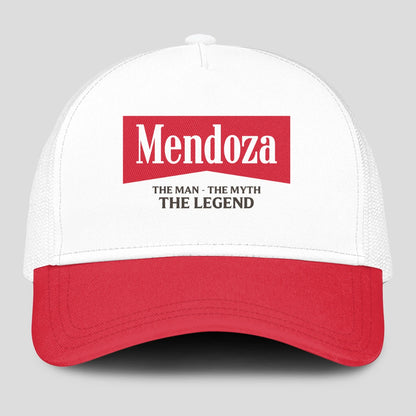 The Man The Myth The Legend Red And White Mesh Cap MENDOZA 13K1 C197PF